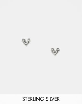 Kingsley Ryan - Orecchini a bottone a cuore in argento sterling con gemme