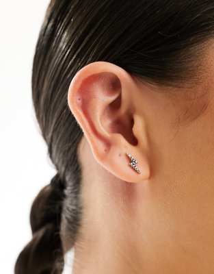 Kingsley Ryan - Orecchini a bottone a forma di fulmine in argento sterling con cristalli