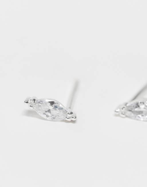 Orecchini a bottone a forma di quadrifoglio in argento sterling