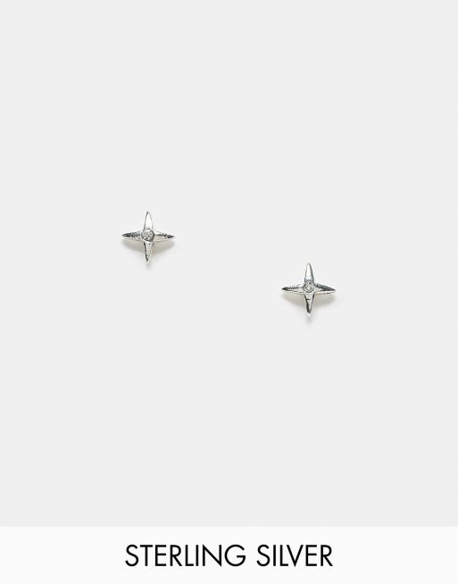 Kingsley Ryan - Orecchini a bottone a forma di stella in argento sterling con pietre