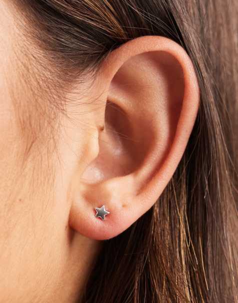 Kingsley Ryan - Orecchini a bottone a forma di stella in argento sterling da 4 mm - view 1