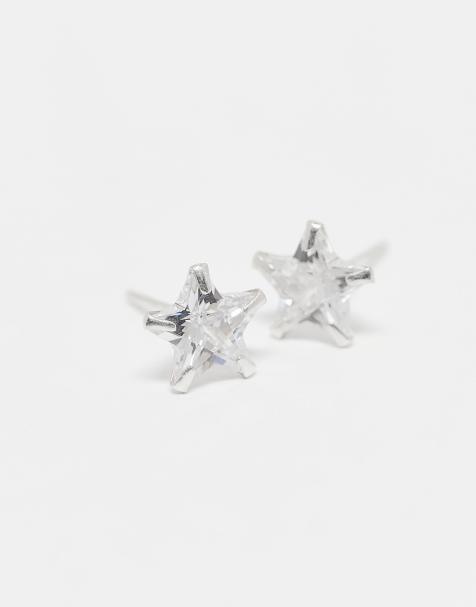 Kingsley Ryan - Orecchini a bottone a forma di stelle in argento sterling da 8 mm con gemme - view 1