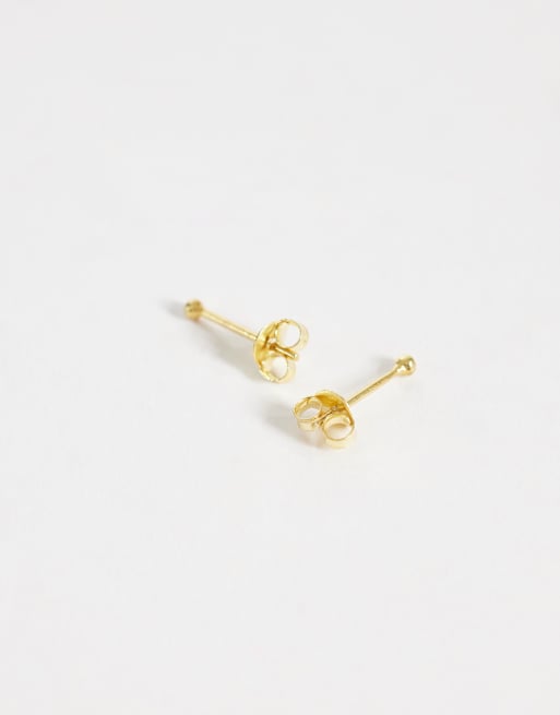 Kingsley Ryan - Orecchini a bottone a sfera placcati oro 1,5mm, 3 di 4