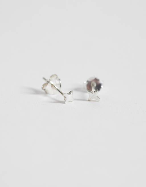 Kingsley Ryan - Orecchini a bottone a stella in argento sterling lucido, 4 di 4