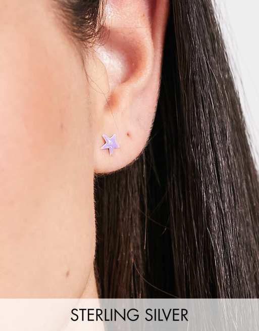 Kingsley Ryan - Orecchini a bottone con stella smaltata in argento sterling 