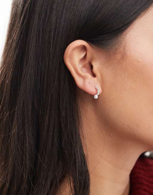 Kingsley Ryan - Orecchini a bottone curvi in argento sterling con perle e gemme incastonate