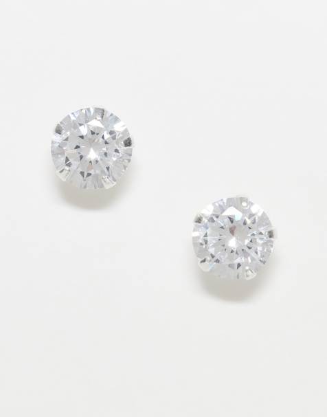 Kingsley Ryan - Orecchini a bottone da 6 mm rotondi in argento sterling con gemme - view 1