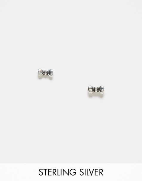 Kingsley Ryan - Orecchini a bottone in argento sterling a forma di fiocco - view 1