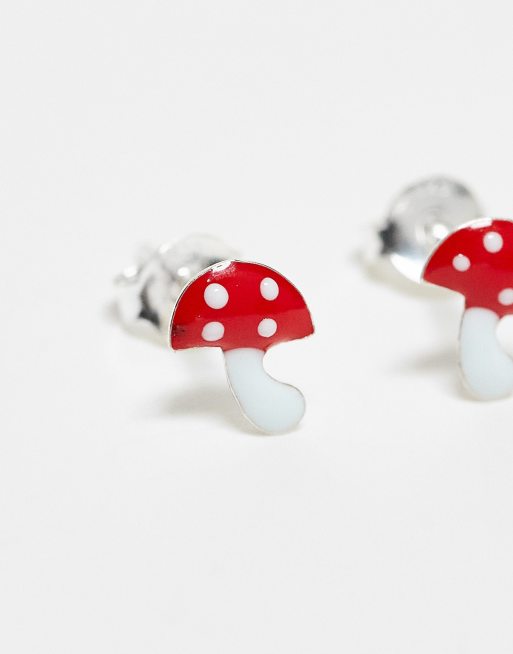 925 orecchini a bottone a forma di fungo in argento sterling all
