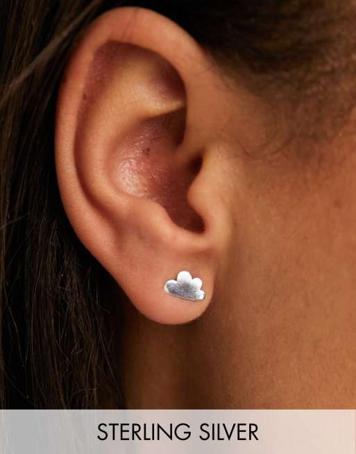 Kingsley Ryan - Orecchini a bottone in argento sterling a forma di nuvola
