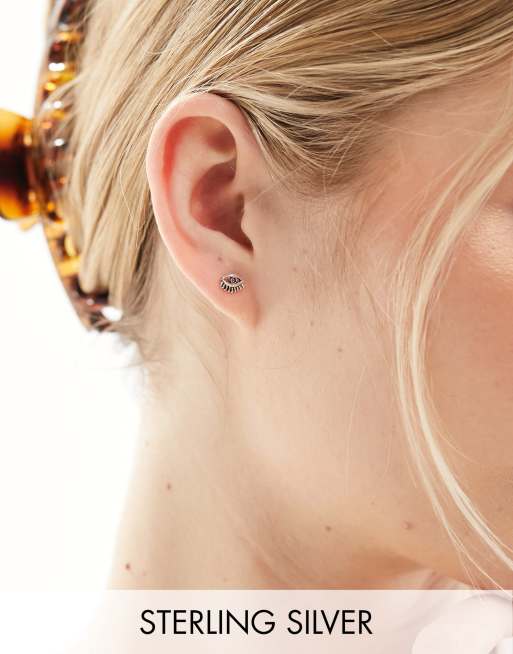 Kingsley Ryan - Orecchini a bottone in argento sterling a forma di occhi