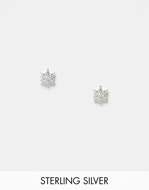 Kingsley Ryan - Orecchini a bottone in argento sterling a forma di stella con gemme