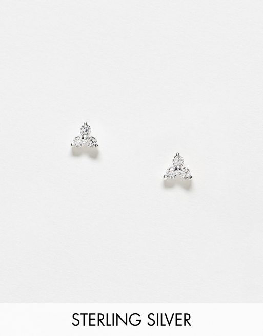 Kingsley Ryan - Orecchini a bottone in argento sterling con 3 pietre
