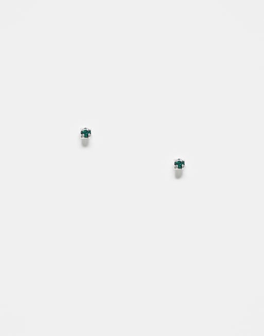Kingsley Ryan - Orecchini a bottone in argento sterling con cristalli verdi da 1, 5 mm