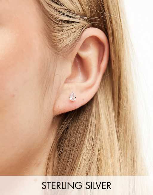 Kingsley Ryan - Orecchini a bottone in argento sterling con cristallo a goccia
