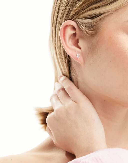 Kingsley Ryan - Orecchini a bottone in argento sterling con cristallo a goccia, 3 di 4
