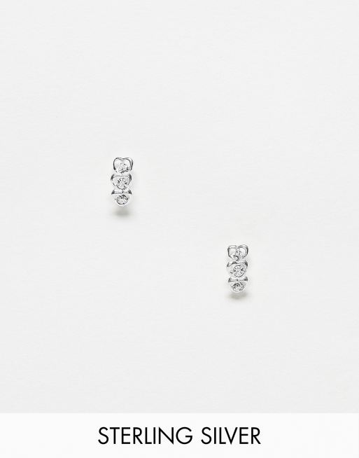 Kingsley Ryan - Orecchini a bottone in argento sterling con cuori con cristalli 