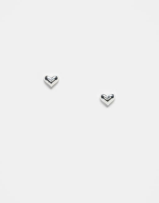 Kingsley Ryan - Orecchini a bottone in argento sterling con design a forma di cuore bombato