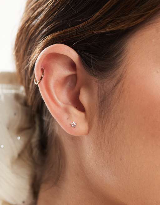 Kingsley Ryan - Orecchini a bottone in argento sterling con design a forma di stella
