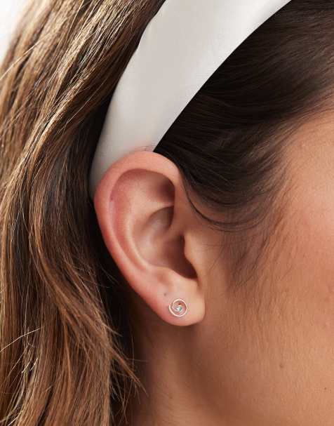 Kingsley Ryan - Orecchini a bottone in argento sterling con design a spirale e cristalli - view 1