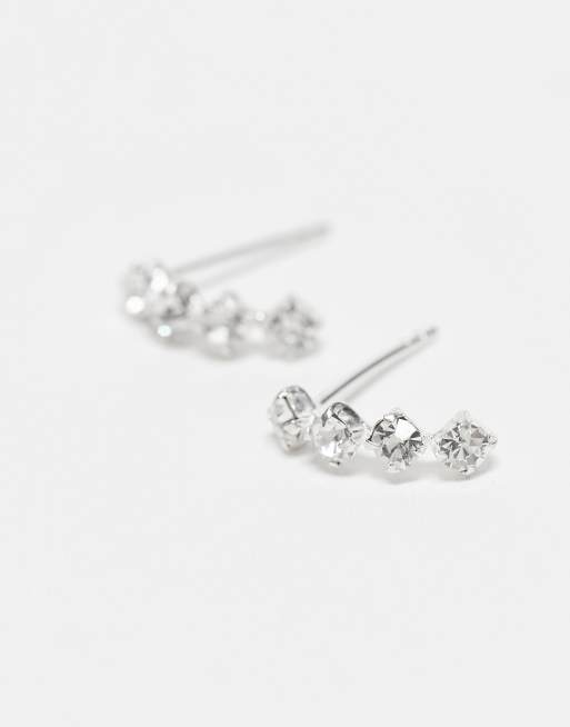 Kingsley Ryan - Orecchini a bottone in argento sterling con design triplo con zirconia cubica, 2 di 3