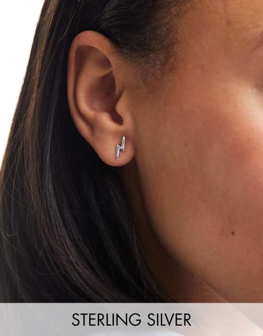 Kingsley - Ryan - Orecchini a bottone in argento sterling con fulmine