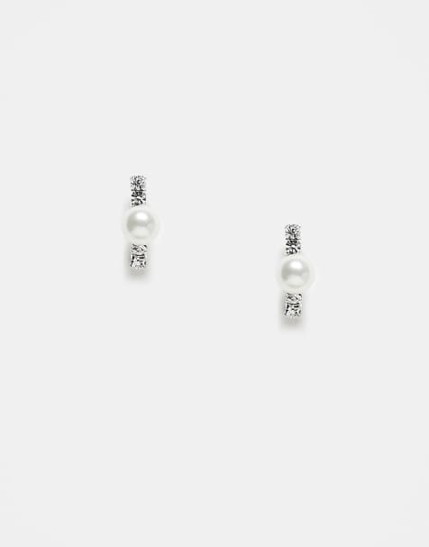 Kingsley Ryan - Orecchini a bottone in argento sterling con perla e pietre trasparenti - view 1