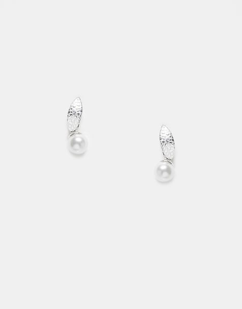 Kingsley Ryan - Orecchini a bottone in argento sterling con perla pendente - view 1