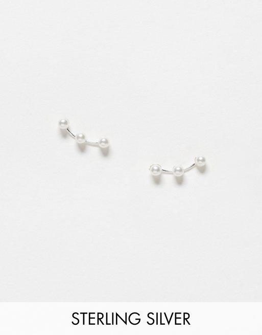 Kingsley Ryan - Orecchini a bottone in argento sterling con perle
