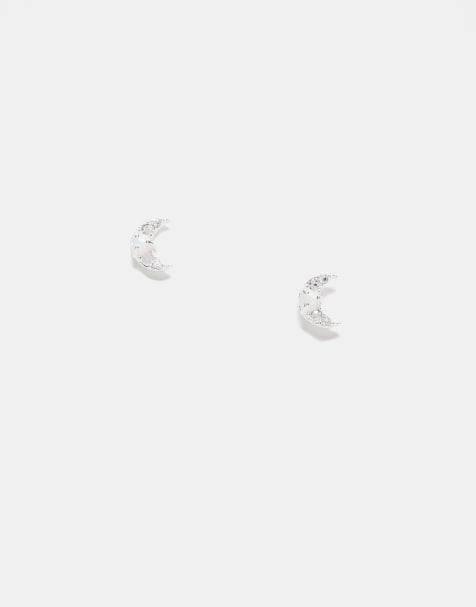 Kingsley Ryan - Orecchini a bottone in argento sterling con pietra opale con luna in strass - view 1