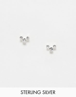 Kingsley Ryan - Orecchini a bottone in argento sterling con set di tre gemme