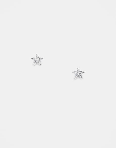 Kingsley Ryan - Orecchini a bottone in argento sterling con stella in zirconia cubica - view 1