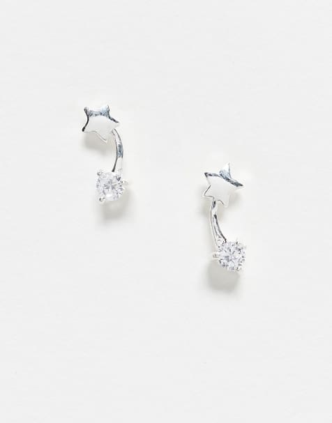 Kingsley Ryan - Orecchini a bottone in argento sterling con stelle cadenti e cristalli - view 1