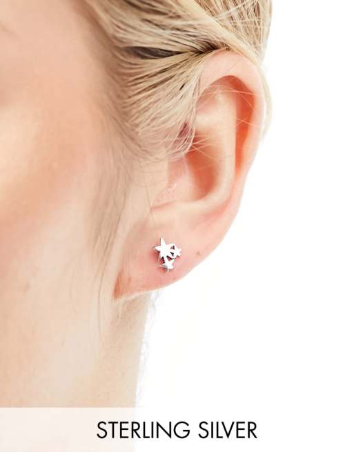 Kingsley Ryan - Orecchini a bottone in argento sterling con tre stelle