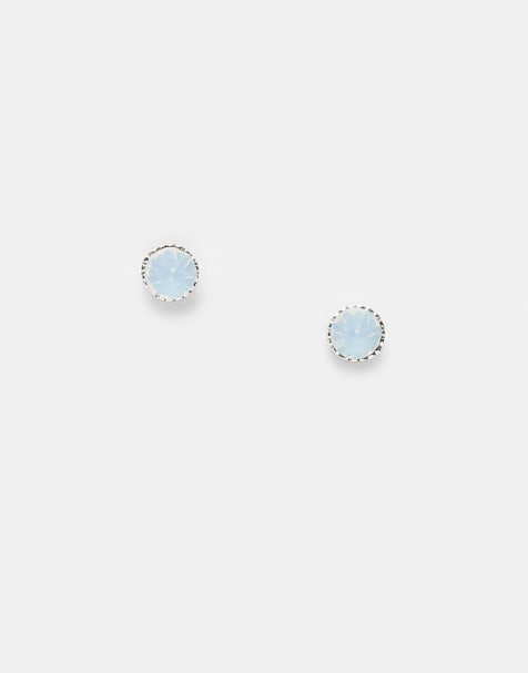 Kingsley Ryan - Orecchini a bottone in argento sterling con zirconia cubica effetto lattiginoso - view 1