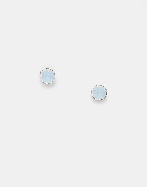 Kingsley Ryan - Orecchini a bottone in argento sterling con zirconia cubica effetto lattiginoso
