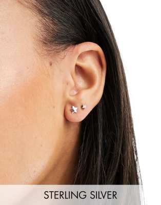 Kingsley Ryan - Orecchini a bottone in argento sterling da 6 mm a forma di stelline