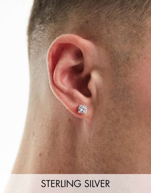 Kingsley Ryan - Orecchini a bottone in argento sterling da 6 mm con cristalli