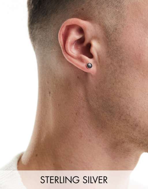 Kingsley Ryan - Orecchini a bottone in argento sterling da 6 mm neri smaltati