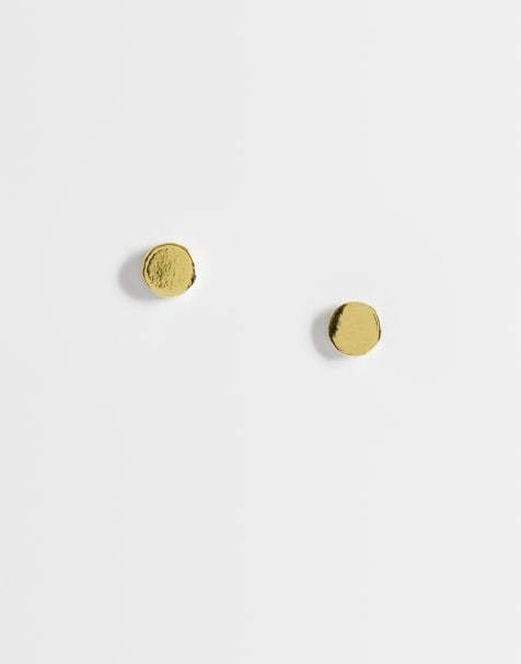 Kingsley Ryan - Orecchini a bottone piatti placcati oro 5mm - view 1
