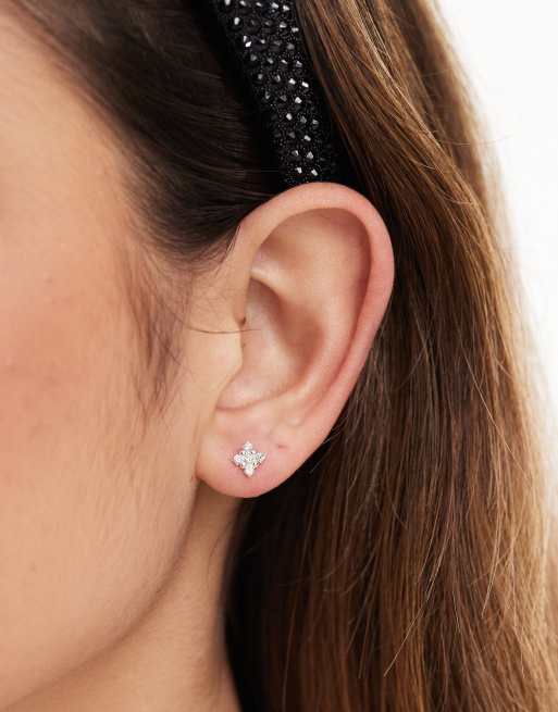 Kingsley Ryan - Orecchini a bottone squadrati in argento sterling con cristalli