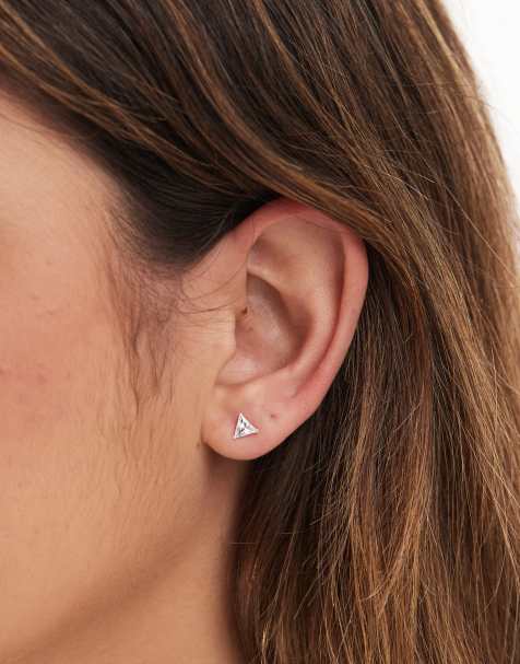 Kingsley Ryan - Orecchini a bottone triangolari da 5 mm in argento sterling con zirconia cubica - view 1