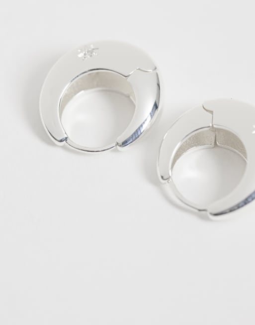 Kingsley Ryan orecchini a cerchio a stella con pietre, 20 mm, chunky, in ottone placcato argento, 2 di 4