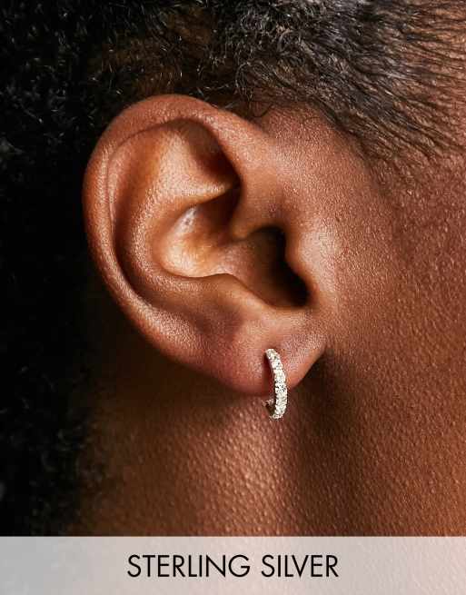 Kingsley Ryan - Orecchini a cerchio con gemme incastonate in argento sterling
