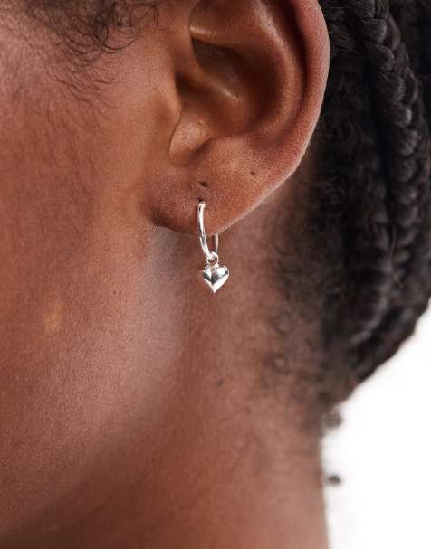 Kingsley Ryan - Orecchini a cerchio da 12 mm in argento sterling con ciondolo a cuore - view 1