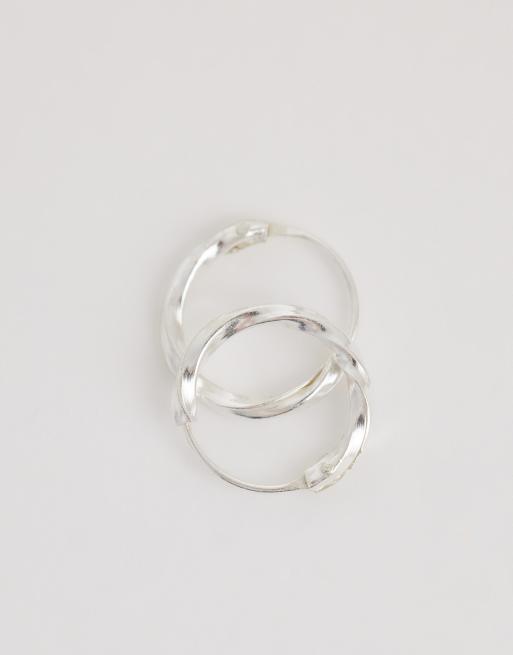 Kingsley Ryan - Orecchini a cerchio da 12mm intrecciati in argento sterling, 3 di 4