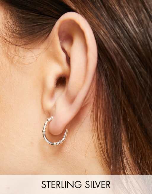 Kingsley Ryan - Orecchini a cerchio da 14mm in argento sterling con motivo a pallini