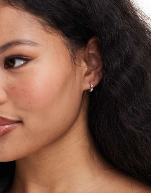 Kingsley Ryan - Orecchini a cerchio da 8 mm in argento sterling con cristalli