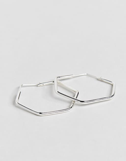 Kingsley Ryan - Orecchini a cerchio esagonali 30mm in argento sterling, 4 di 4