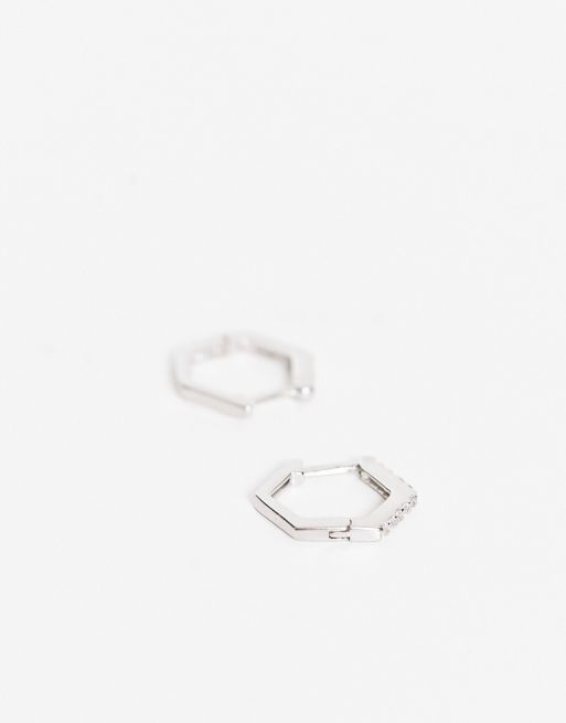 Kingsley Ryan - Orecchini a cerchio esagonali in argento sterling da 8 mm, 3 di 4